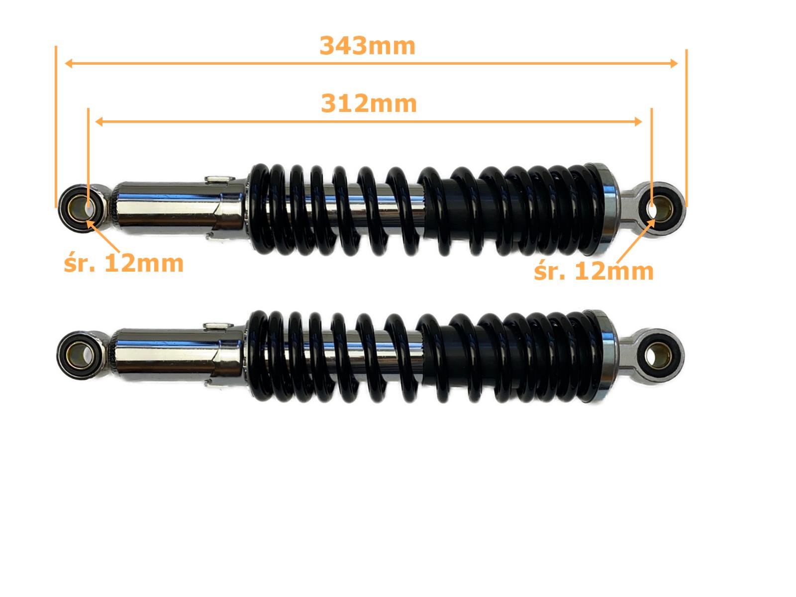 Amortyzator Tył Kpl 2szt Romet Zetka Dł343mm MotoGeneric - zdjęcie 2