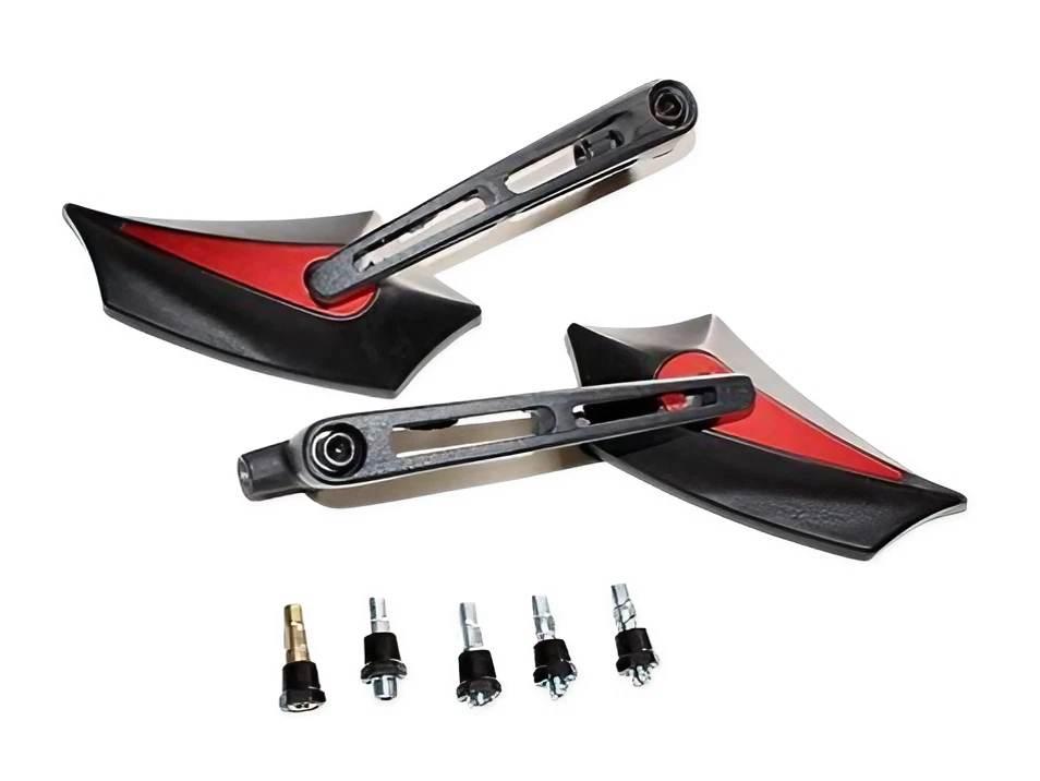 Lusterka Gwint M8/M10 Ostre Czerwono-Czarne MotoGeneric