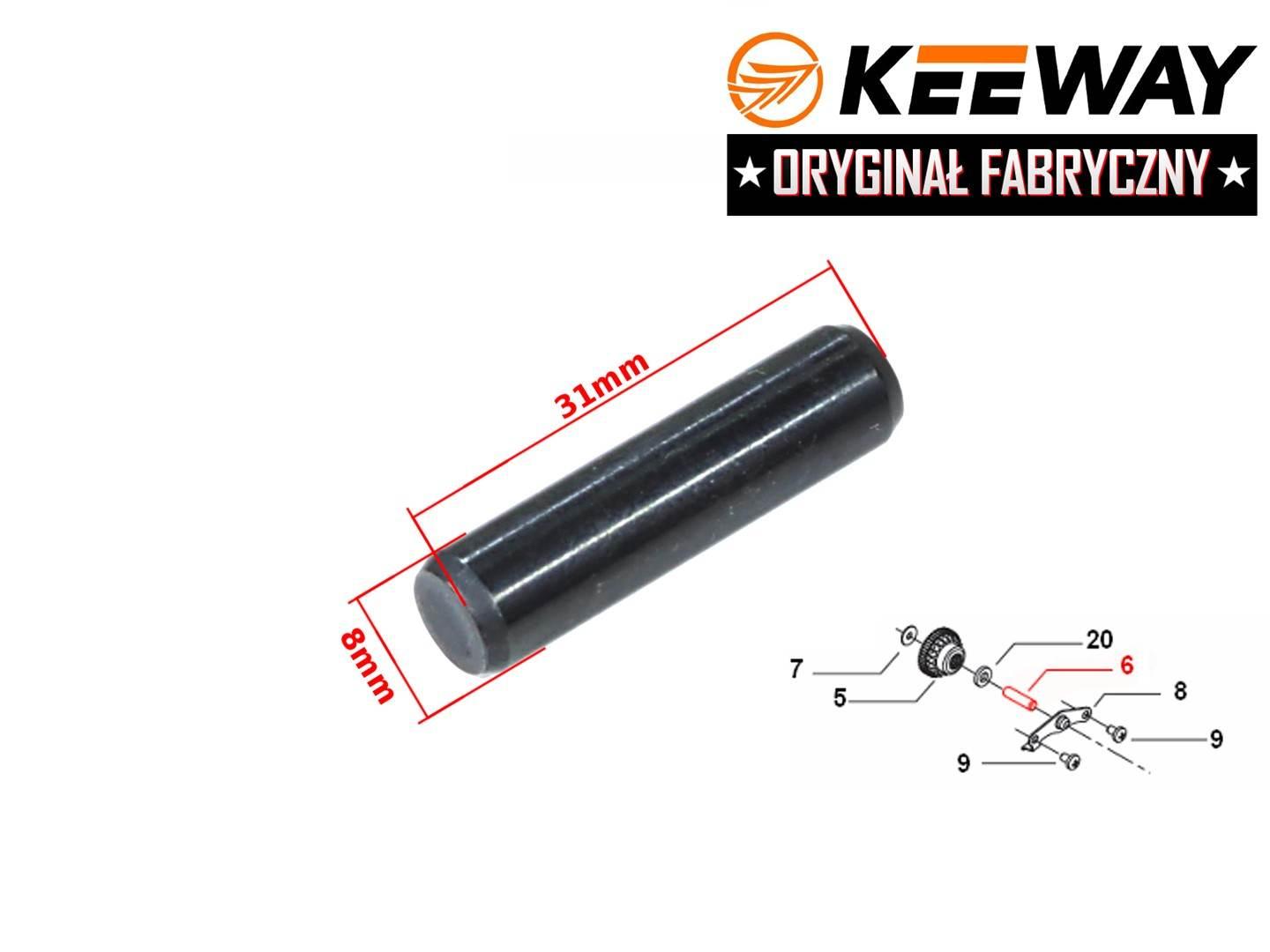 Sworzeń zabieraka kopniaka keeway 50 oryginał małej zębatki rozrusznika
