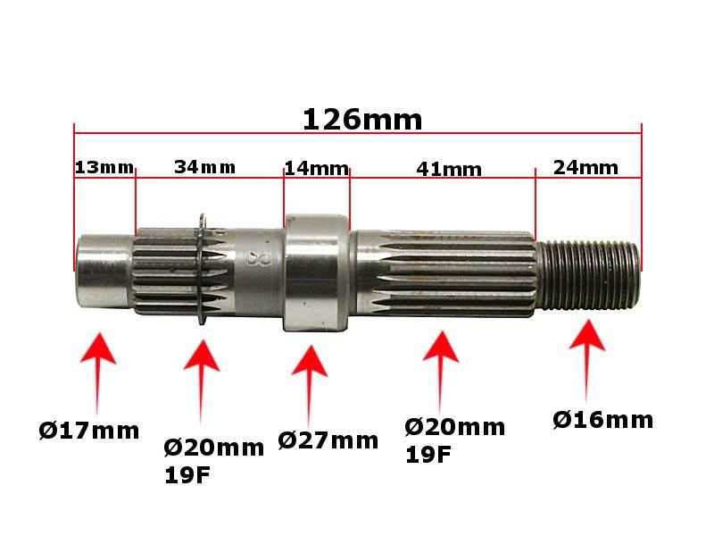 Wałek przekładni gy6 z frezem 126mm | ROY04527
