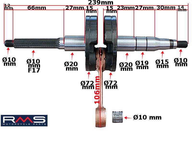 Wał korbowy aprilia50 benelli beta malaguti pin10