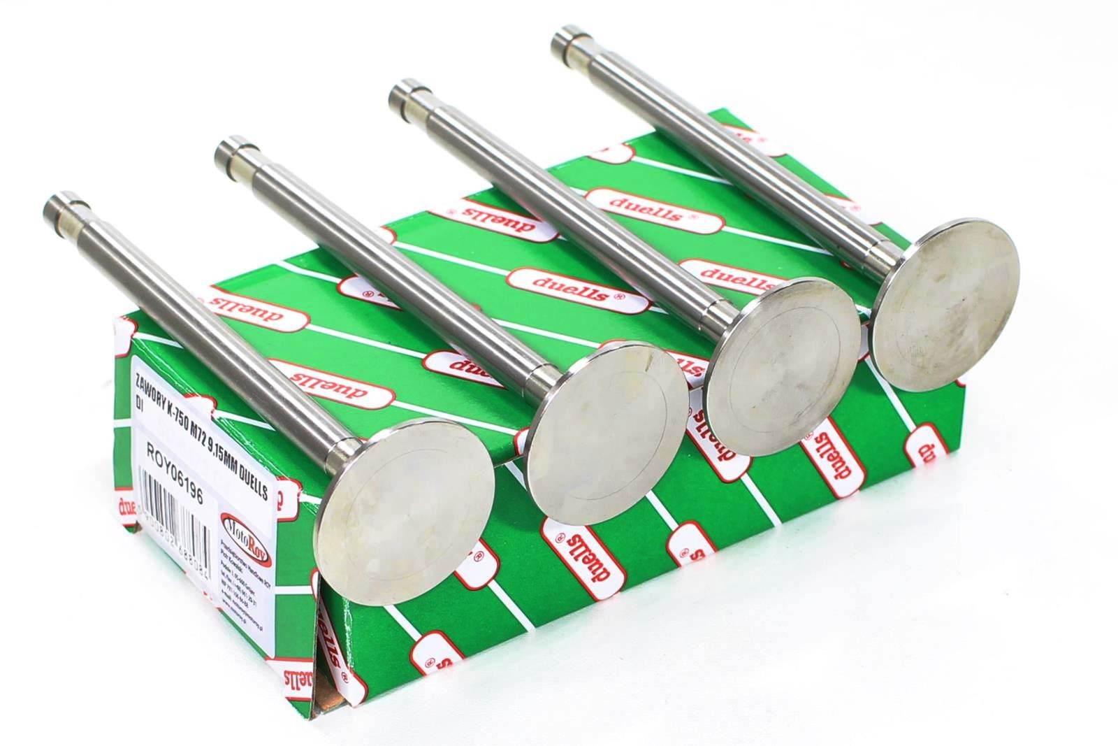 Zawory k-750 m-72 9,15mm duells di długość zaworu wydechowego 137 mmśrednica trzonka 9,15 mmśrednica grzybka 38 mmdługość zaworu ssącego 137 mmśrednica trzonka 9,15 mmśrednica grzybka 38 mm