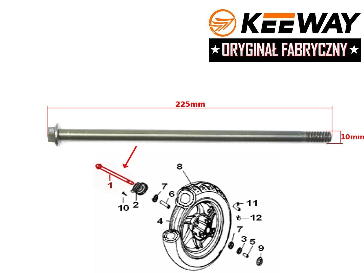 Ośka koła przód keeway hurricane 50cc 2t ryginał