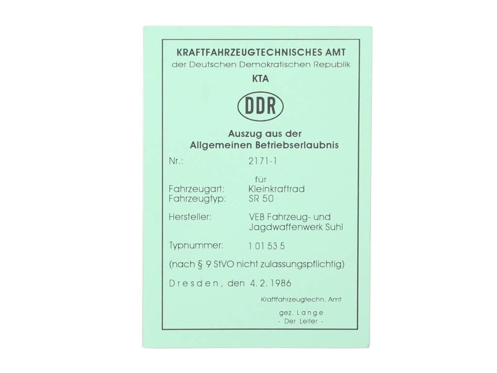Karta pojazdu simson sr50 de | ROY08694