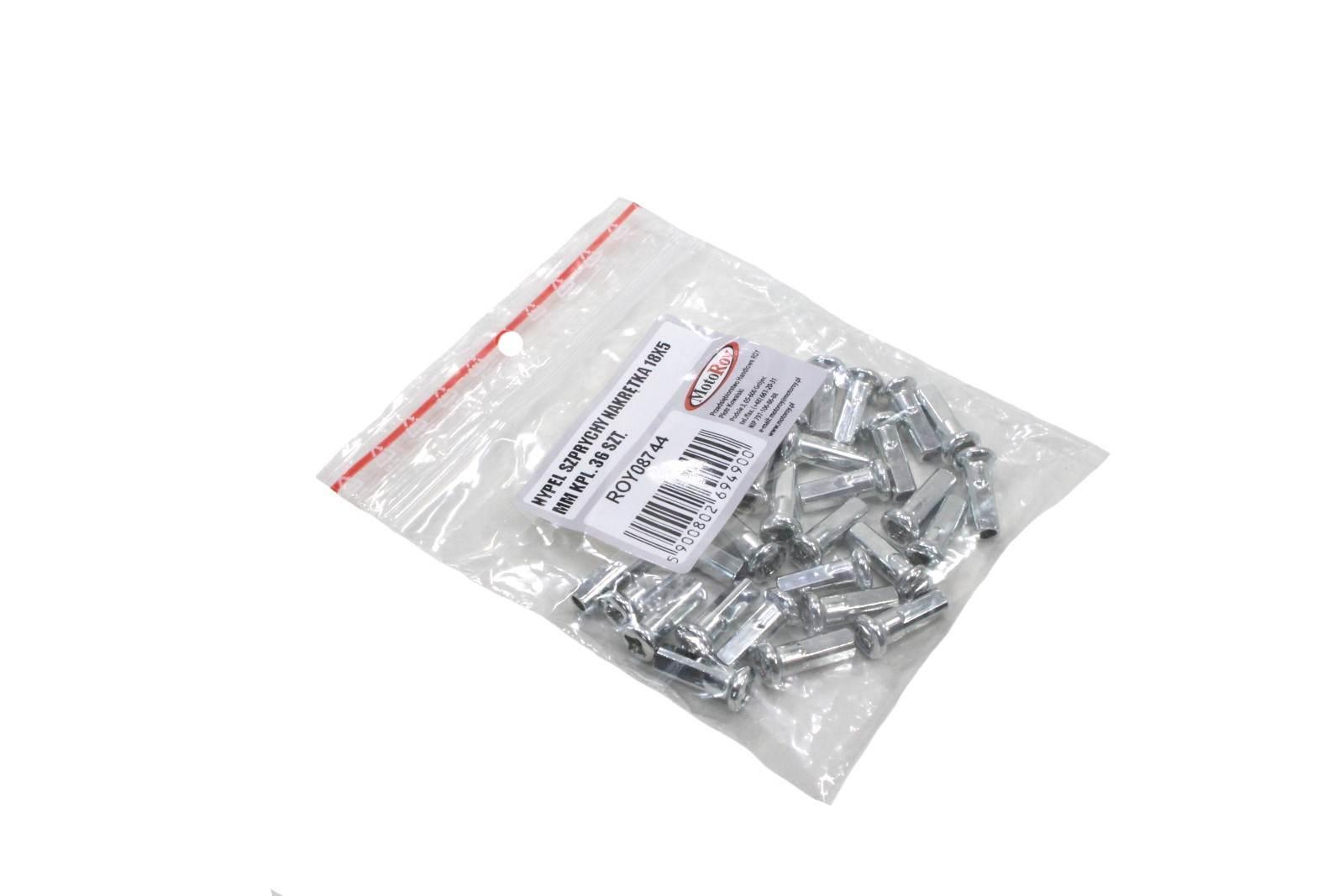 Nypel szprychy nakrętka chrom 18x5mm kpl 36szt gwint 3,3mm - zdjęcie 3