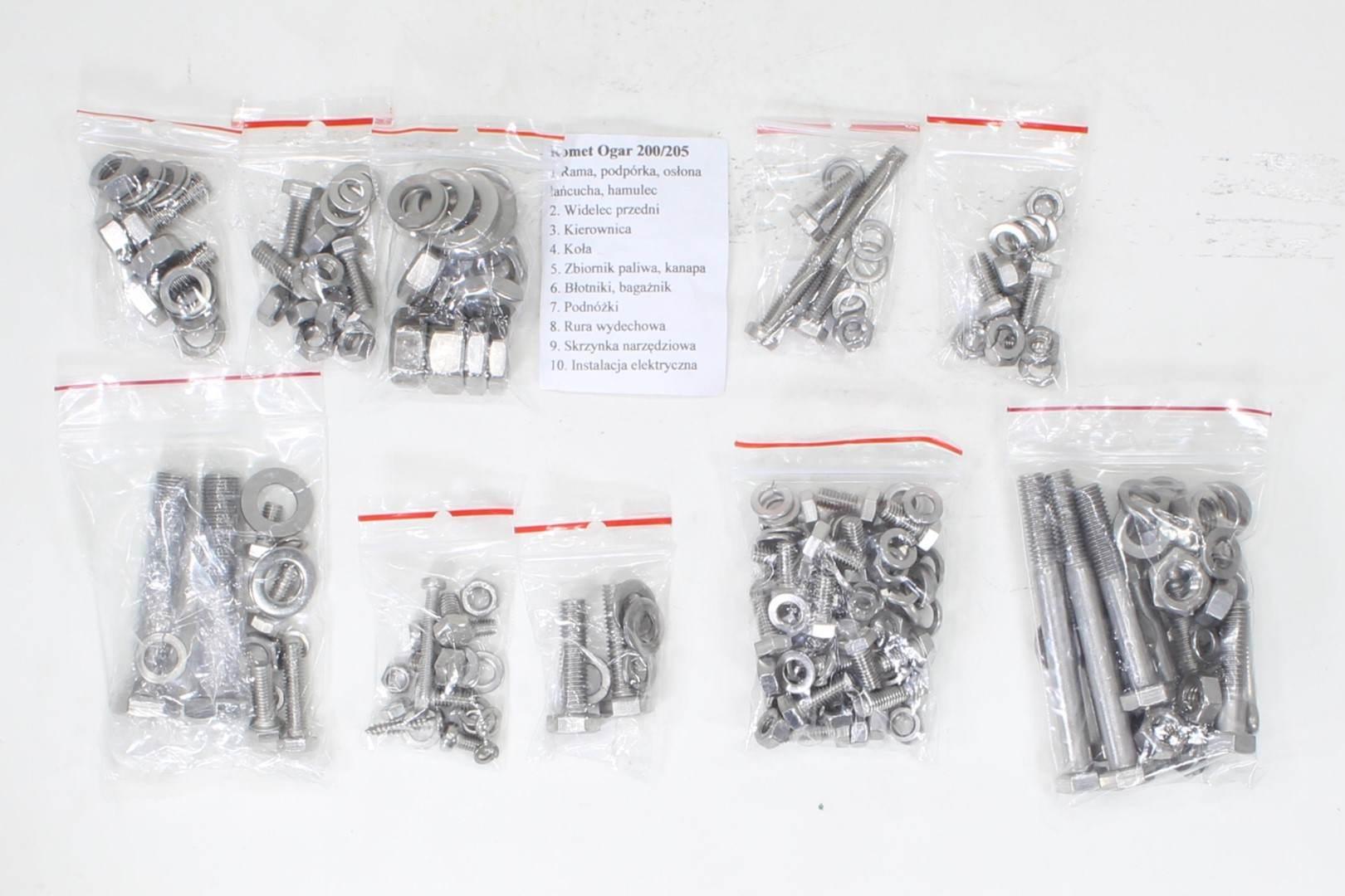 Śruby romet ogar 200/205 na cały motor stal nierdzewna ti