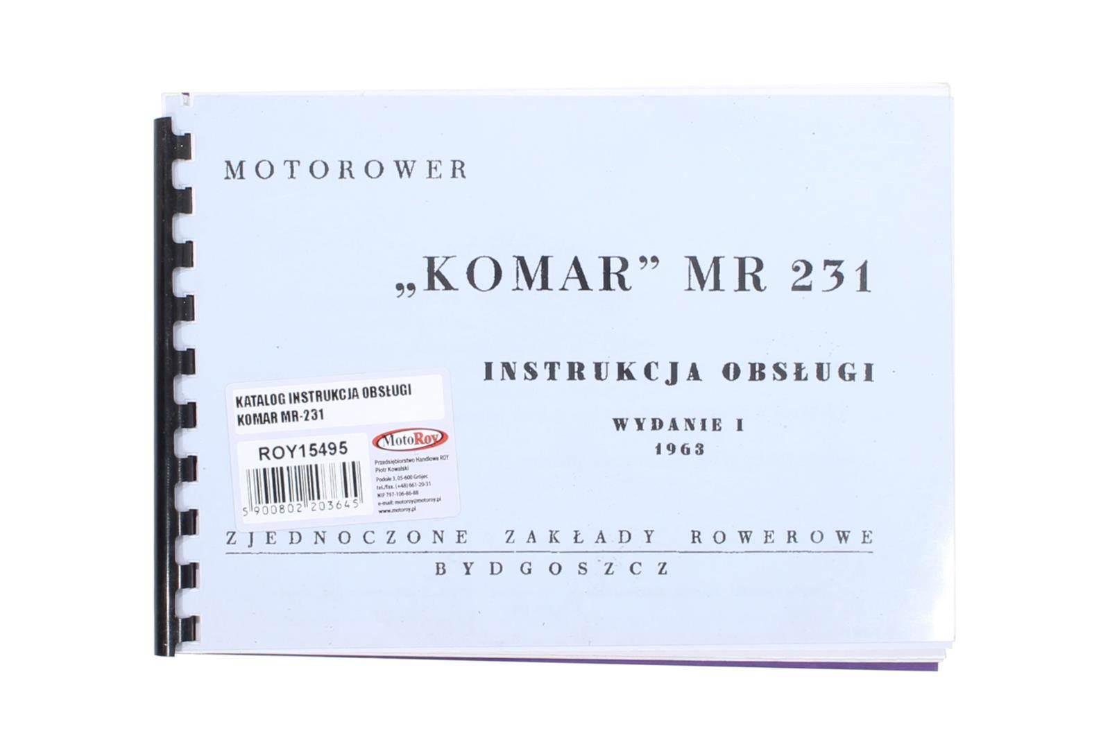 Katalog instrukcja obsługi komar mr-231 | ROY15495