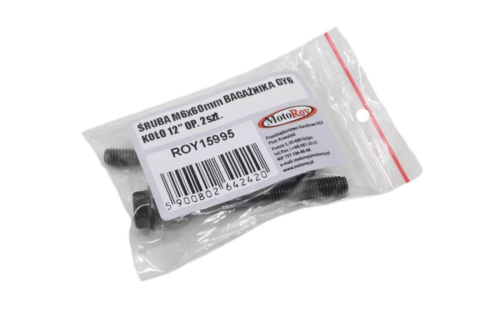 Śruba m6x60mm bagażnika gy6 koło 12'' op 2szt - zdjęcie 2