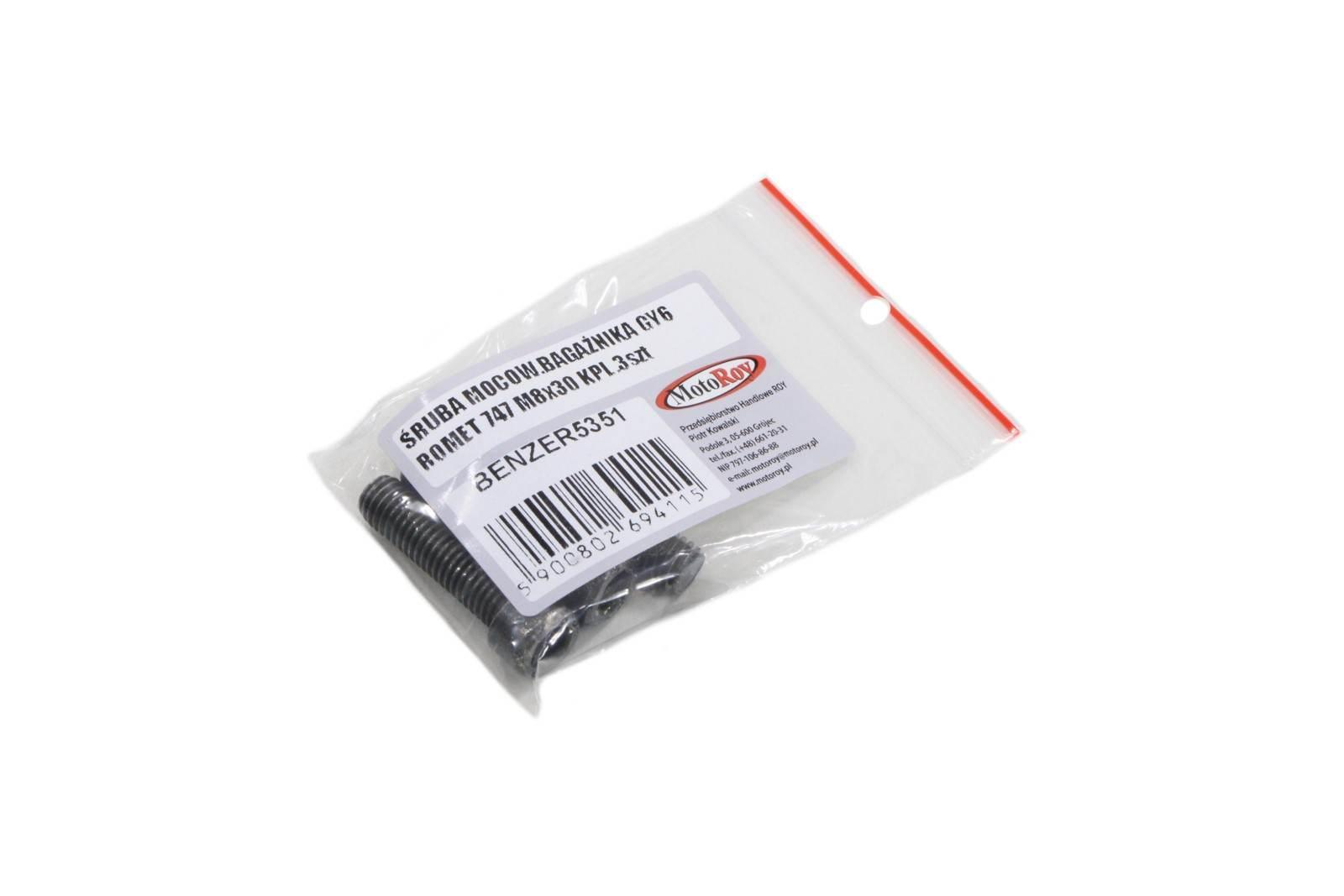 Śruba mocowania bagażnika gy6 romet 747 m8x30mm op.3szt - zdjęcie 2