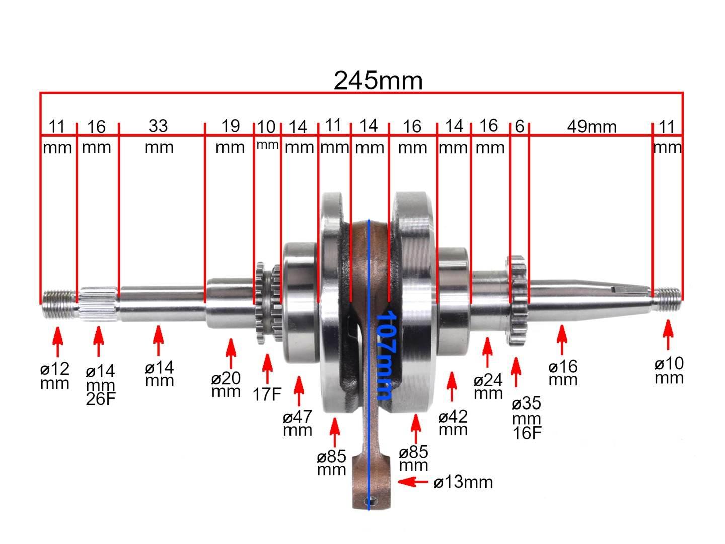 Wał korbowy silnik wangye gy6-125 139qmb