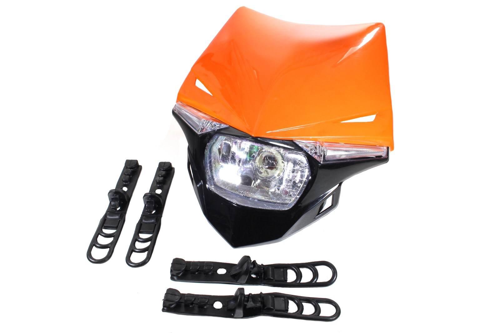 Lampa przód cross enduro z owiewką czerwona sc