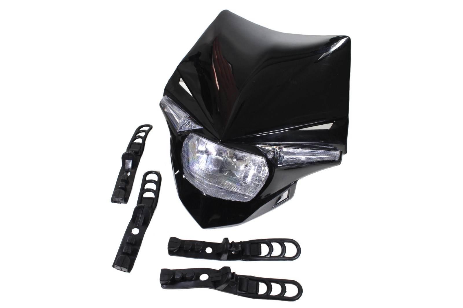 Lampa przód cross enduro z owiewką czarna sc