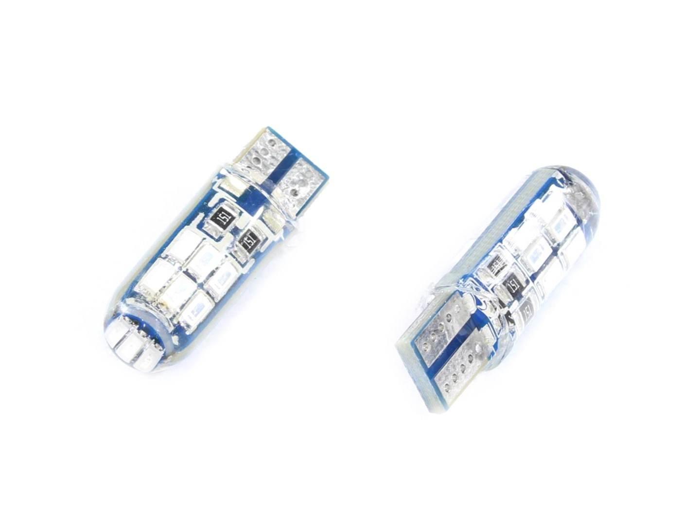 Żarówka 12v led t10-4014-15smd niebieska silikon