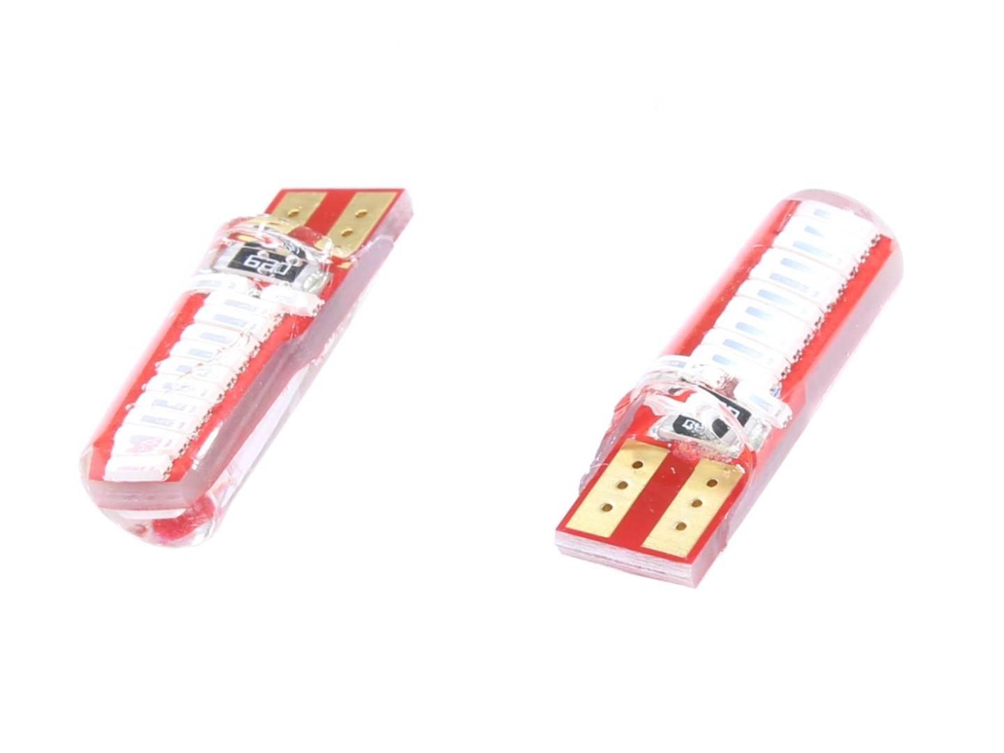 Żarówka 12v led t10-4014-24smd niebieska silikon