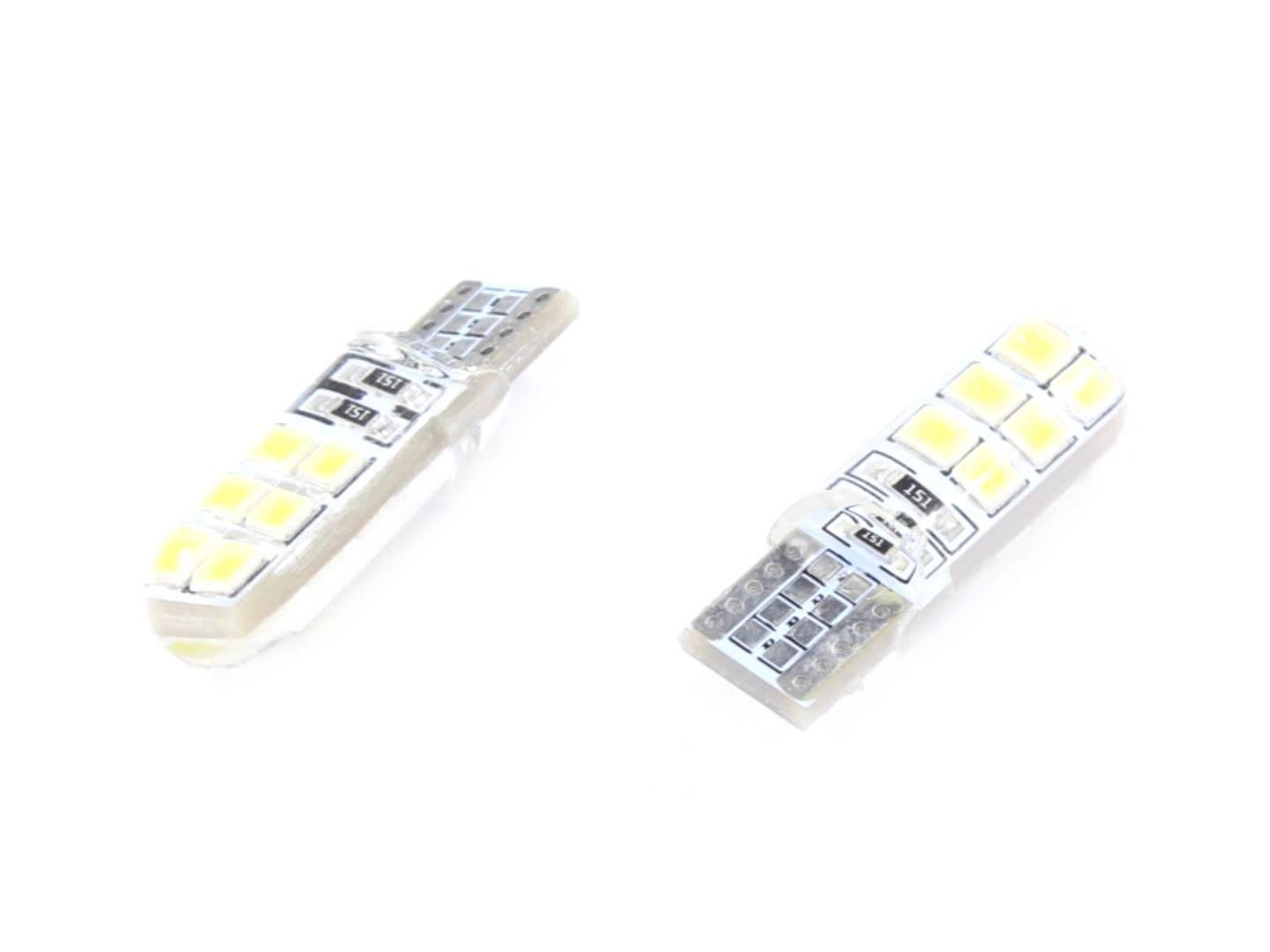 Żarówka 12v led t10-2835-12smd biała silikon