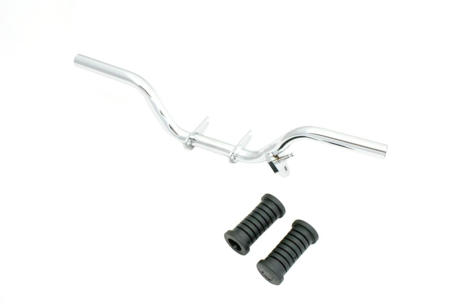 Podnóżek kierowcy simson chrom z mocowaniem stopki bocznej zamykanej nożnie czarne gumy kpl dl