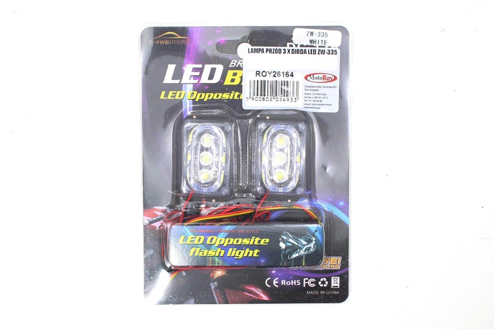 Lampa przód 3xdioda led zw-335 biała migająca