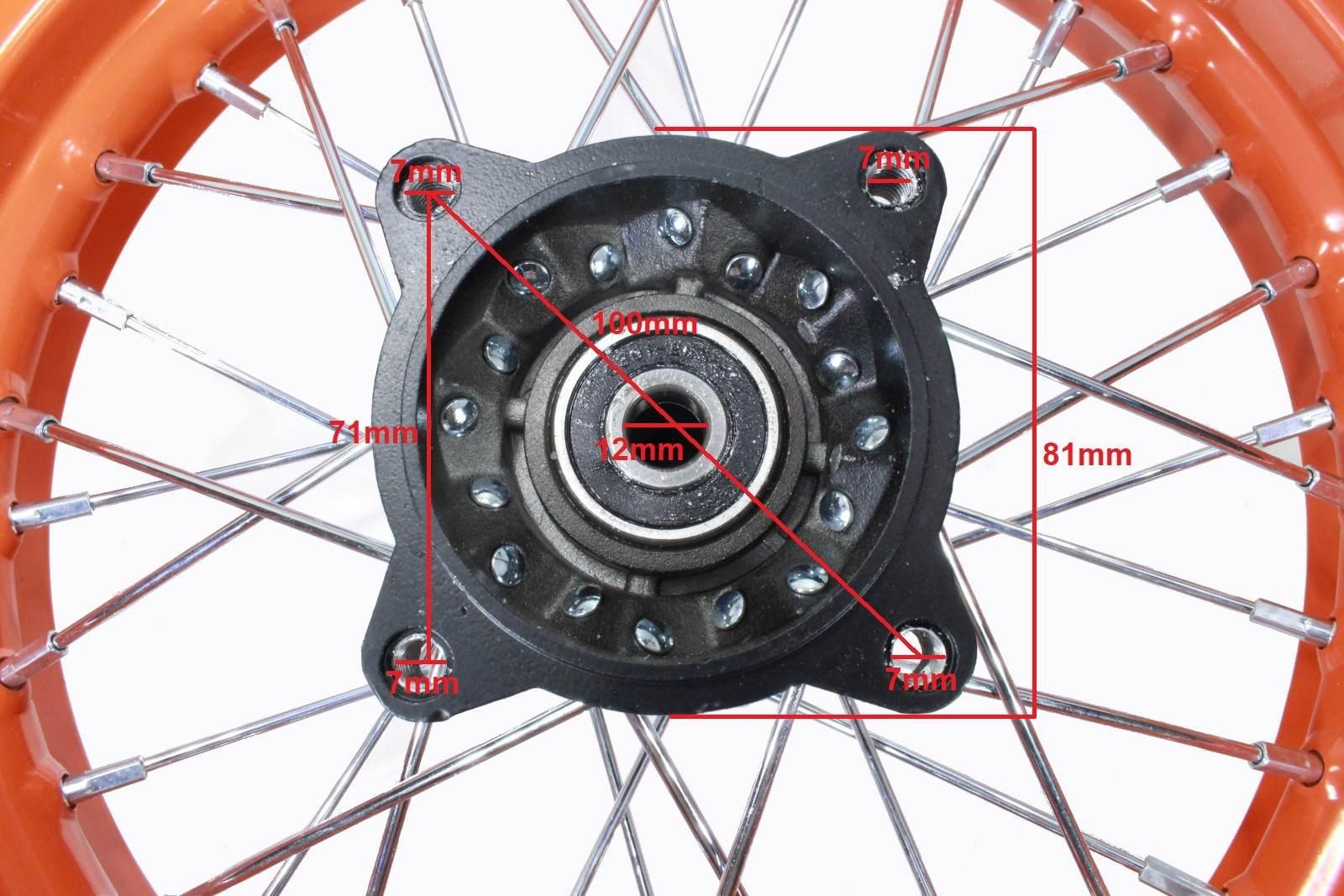 Felga koło tył 1,85x12'' cross 125 new orange wb - zdjęcie 3