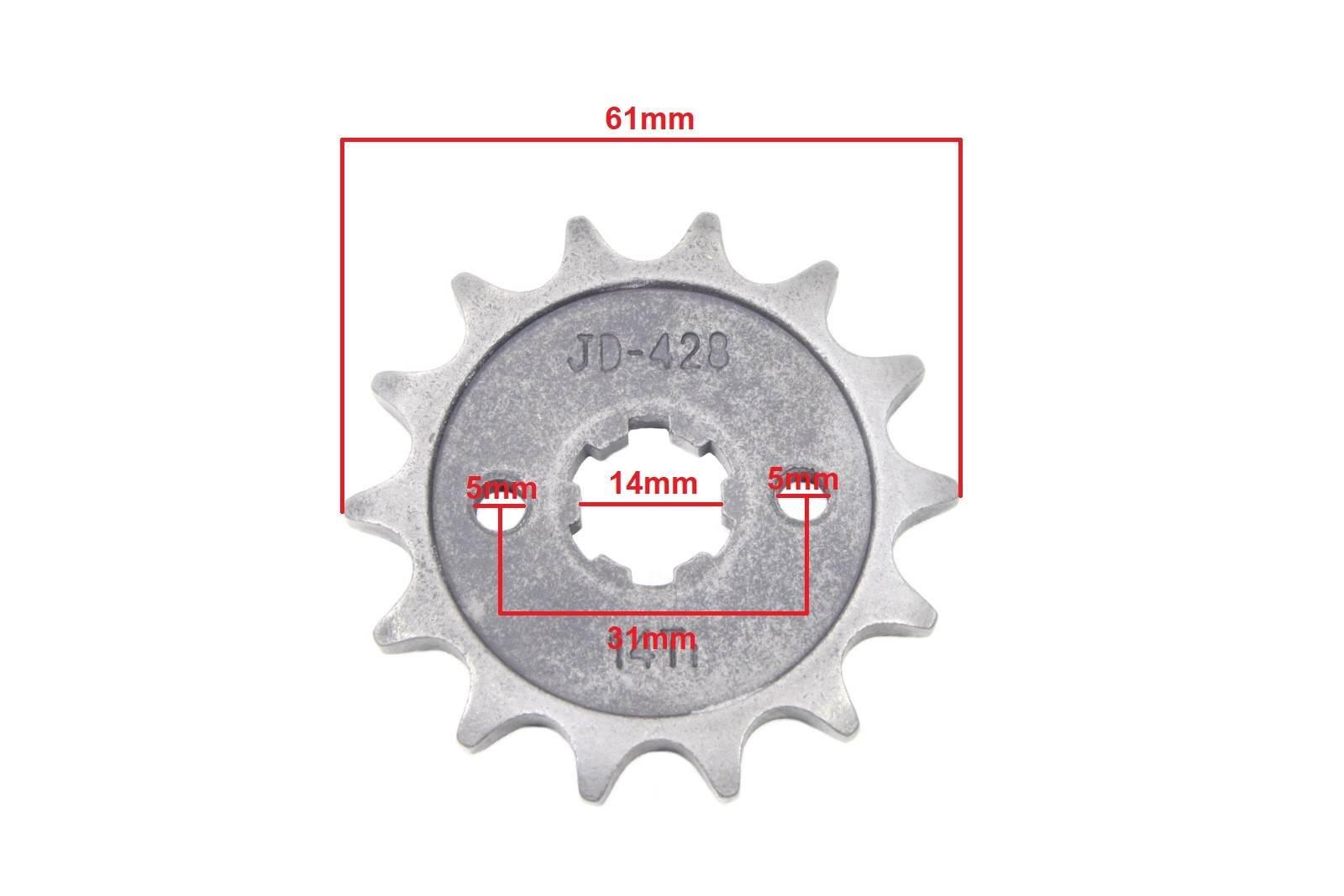 Zębatka przód 428-14z 14x17mm motorower street hb - zdjęcie 2