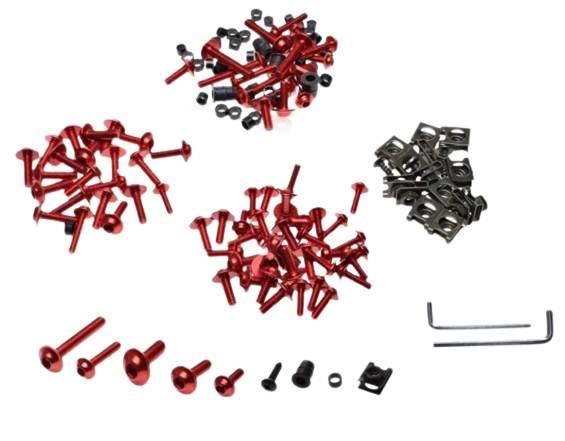 Śruba owiewki aluminiowa czerwona zestaw