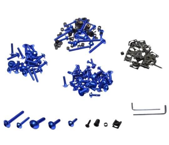 Śruba owiewki aluminiowa niebieska zestaw