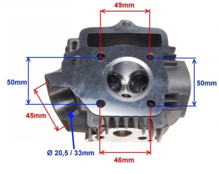 Głowica cylindra 110 cc 4t 52 mm bez wałka - zdjęcie 3