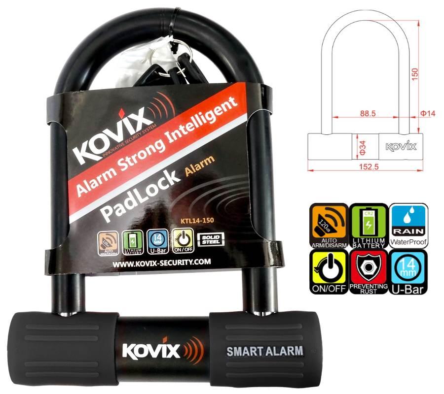 Kłódka u-lock z alarmem ktl14-150 czarna
