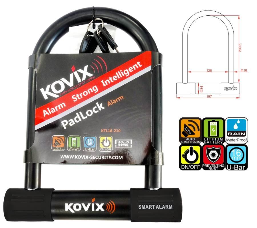 Kłódka u-lock z alarmem ktl16-210 czarna