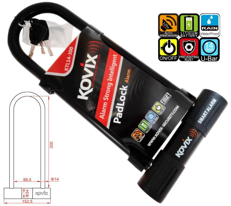 Kłódka u-lock z alarmem ktl14-300 czarna
