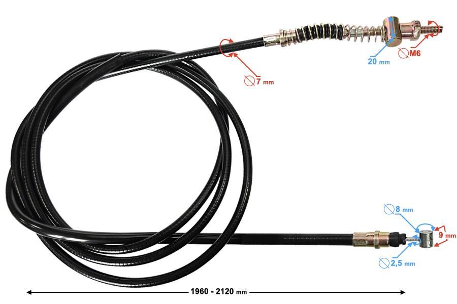 Linka hamulca tylnego skuter z silnikiem gy6 210cm