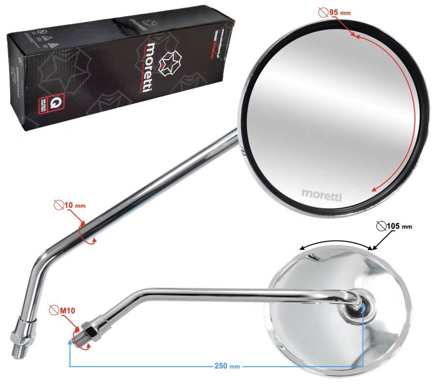 Lusterka r r średnica gwintu 10mm ranger classic srebrne z homologacją
