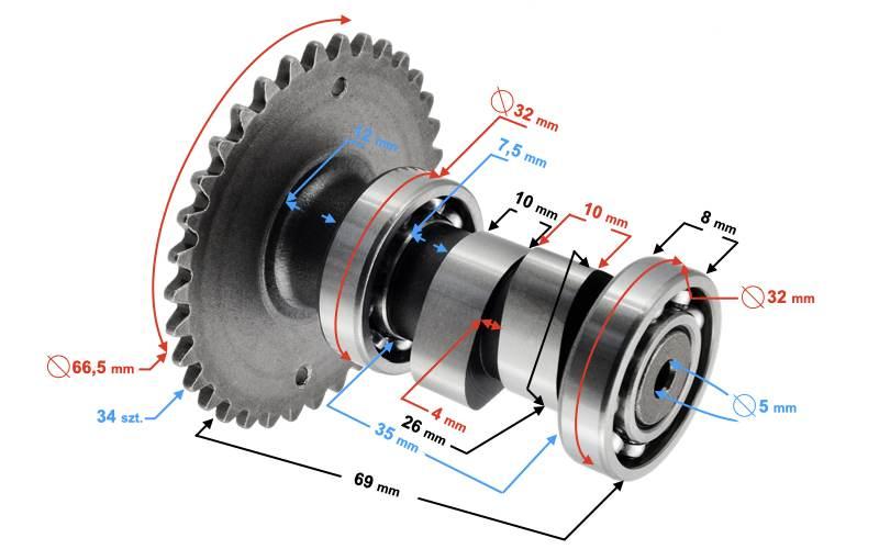 Wałek rozrządu skuter 4t 50cc huragan | WROSK0504TPOPFOG000HU5