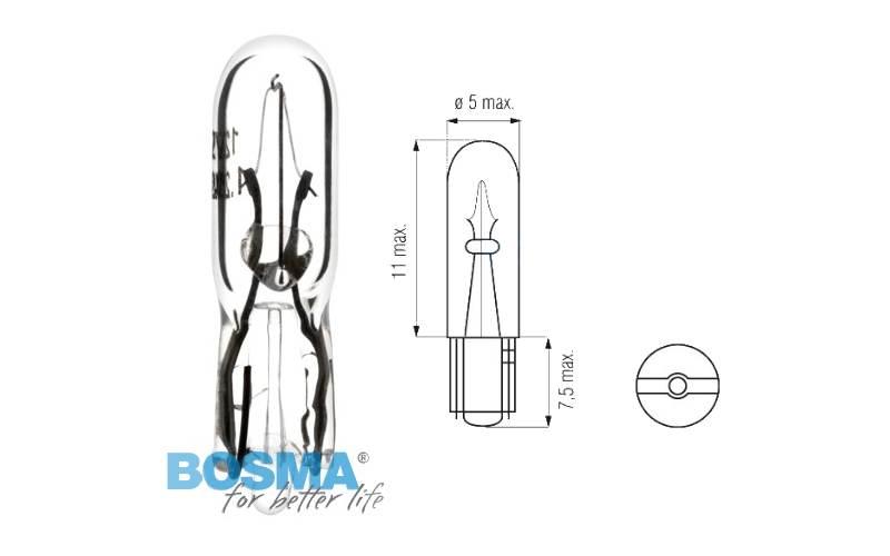 Żarówka bosma 12v 1,2w w12w t05 1918 op 10 szt