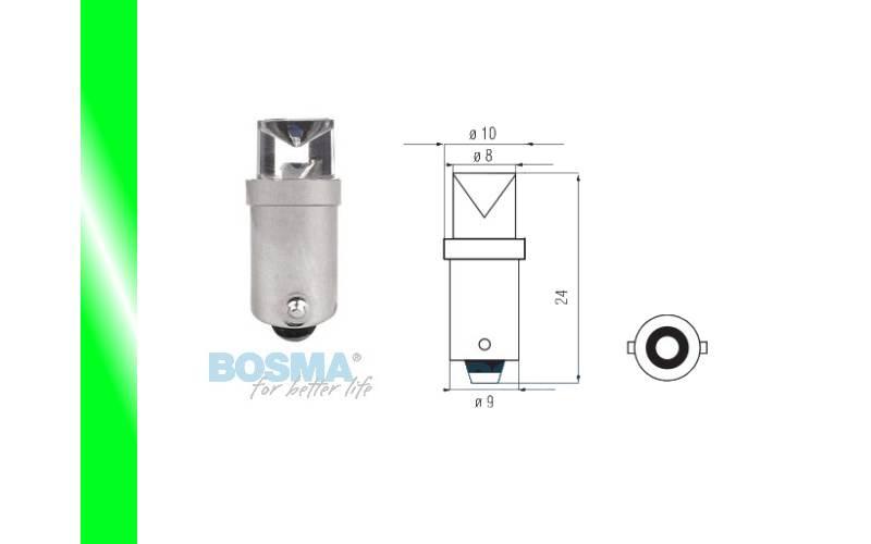 Żarówka bosma 12v 1*led standard ba9s green wide viewing blister