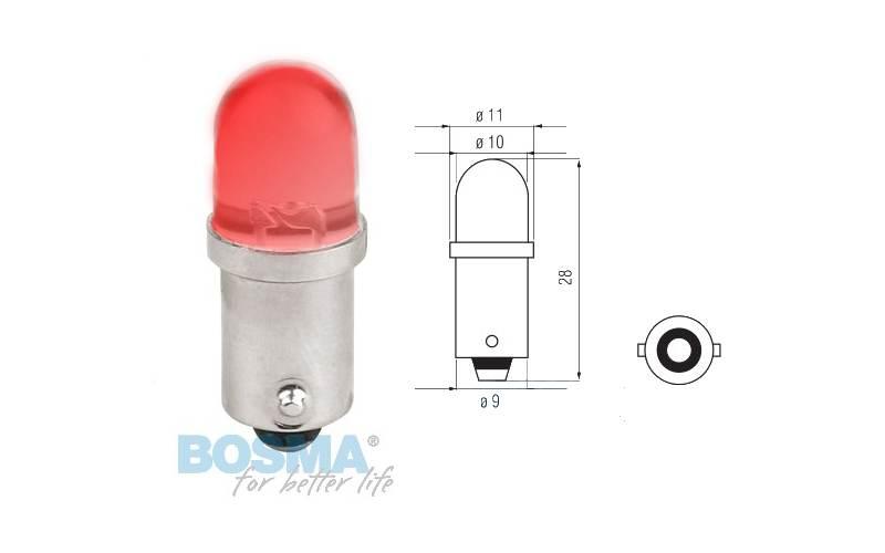 Żarówka bosma 12v 1*led standard ba9s red blister
