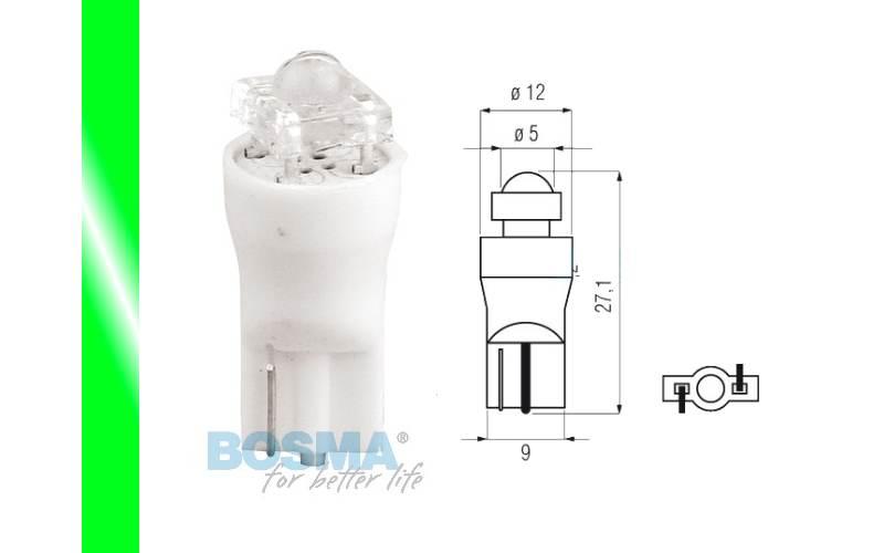 Żarówka bosma 12v 1*led standard t10 green diamond