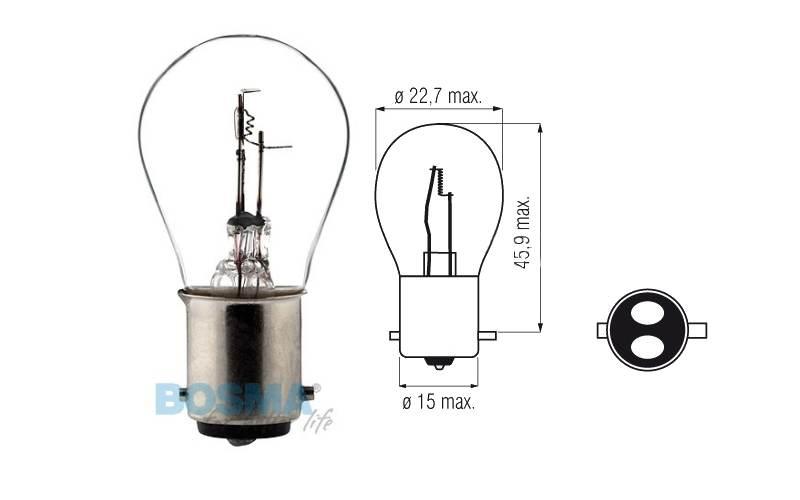 Żarówka bosma 6v 20/20w bax15d 1161 | ZARBOS042
