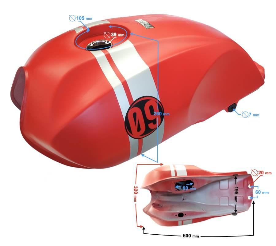 Zbiornik paliwa bak czerwony cafe racer | ZPAZNZ011