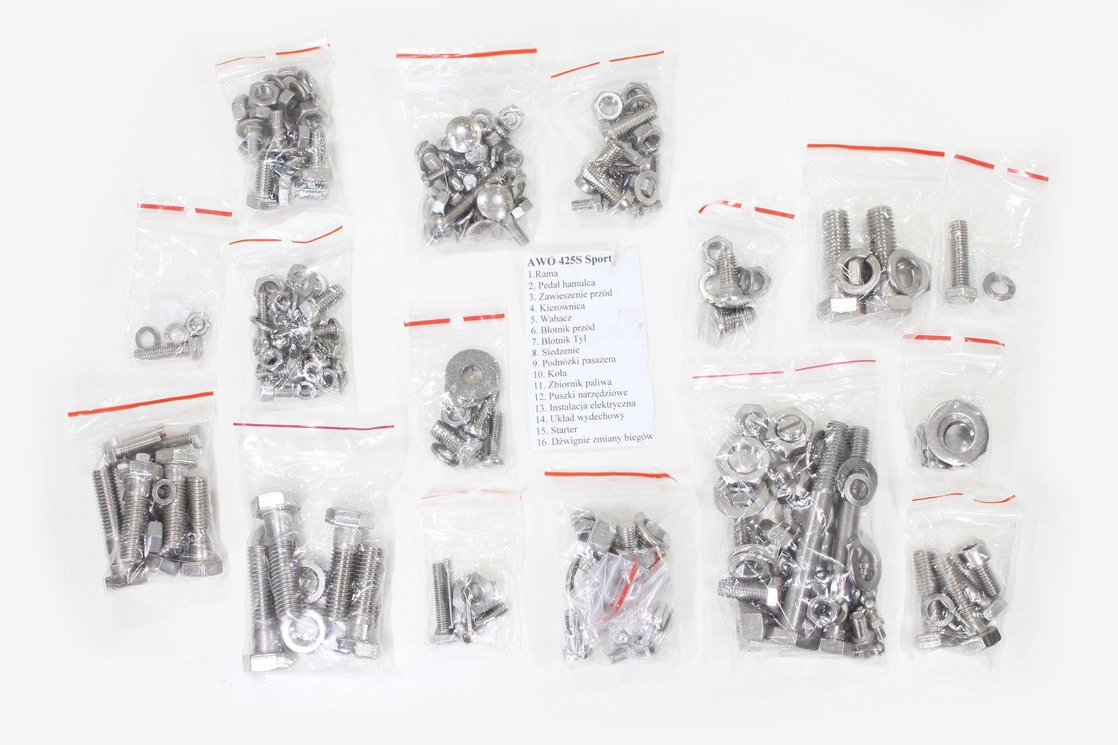 Śruby simson awo 425 sport komplet na cały motor stal nierdzewna ti