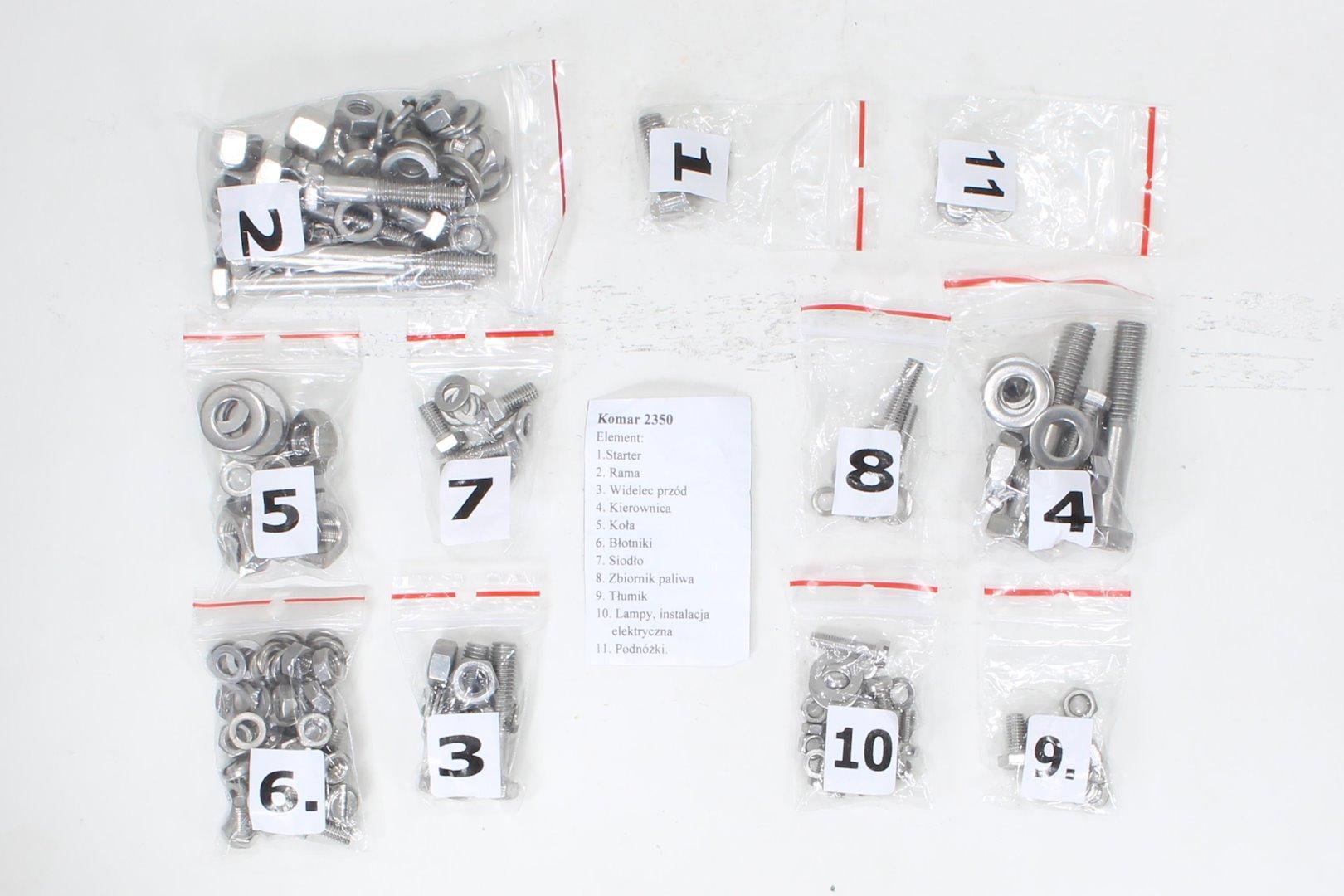 Śruby romet komar 2350 komplet na cały motor stal nierdzewna ti - zdjęcie 2
