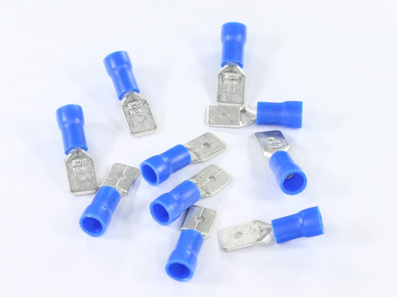 Konektor płaski 6,3mm męski pełna izolacja0,8mm1,5-2,5mmkpl 10 szt