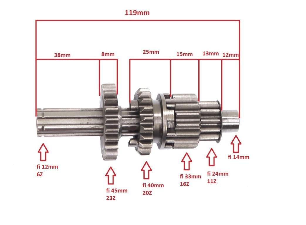 Wałek skrzyni biegów cross street 125 4 biegi kpl tz - zdjęcie 2