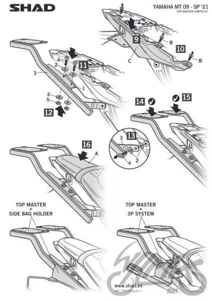 Stelaż kufra tył shad do yamaha mt 09 | KSHY0MT91ST - zdjęcie 3