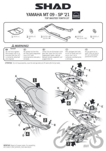 Stelaż kufra tył shad do yamaha mt 09 | KSHY0MT91ST - zdjęcie 2