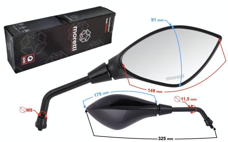 Lusterka lewe prawe komplet gwint 8mm skuter uniwersalny homologacja - zdjęcie 2