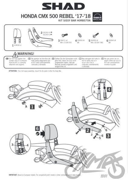 Stelaż oparcia tył shad do honda cmx500 rebel 17 - zdjęcie 2