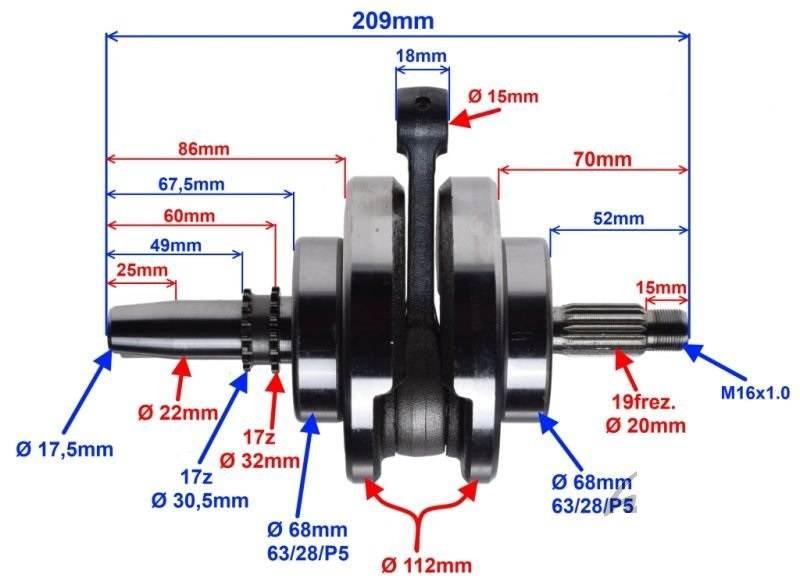 Wał korbowy silnik 162fmj silnik yingang cb150 new - zdjęcie 2