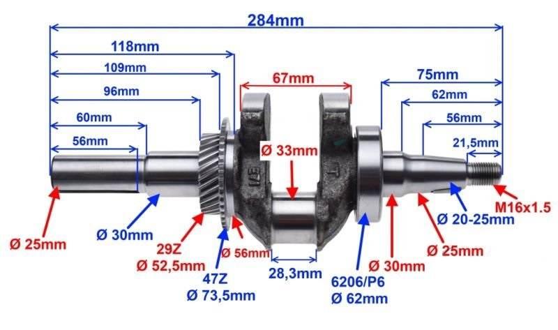Wał korbowy gokart do silnika gx270 | KGO0002B - zdjęcie 4