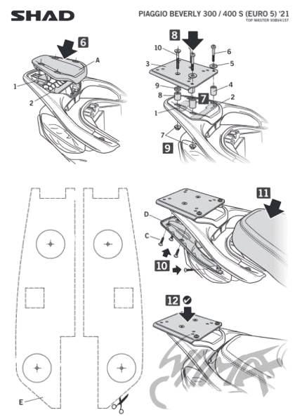 Stelaż kufra tył shad do piaggio beverly 300 400 s - zdjęcie 3