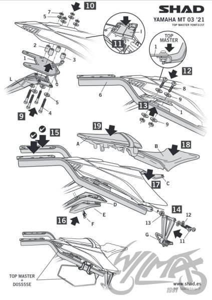 Stelaż kufra tył shad do yamaha mt 03 | KSHY0MT31ST - zdjęcie 2